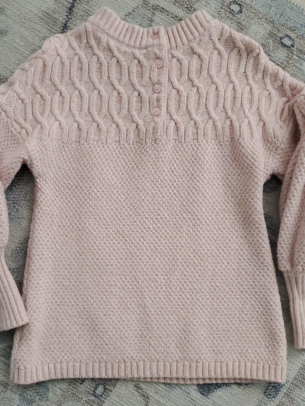 Janie and Jack Girls Textured Tunic Sweater Tea Party Pink Metallic Sz6